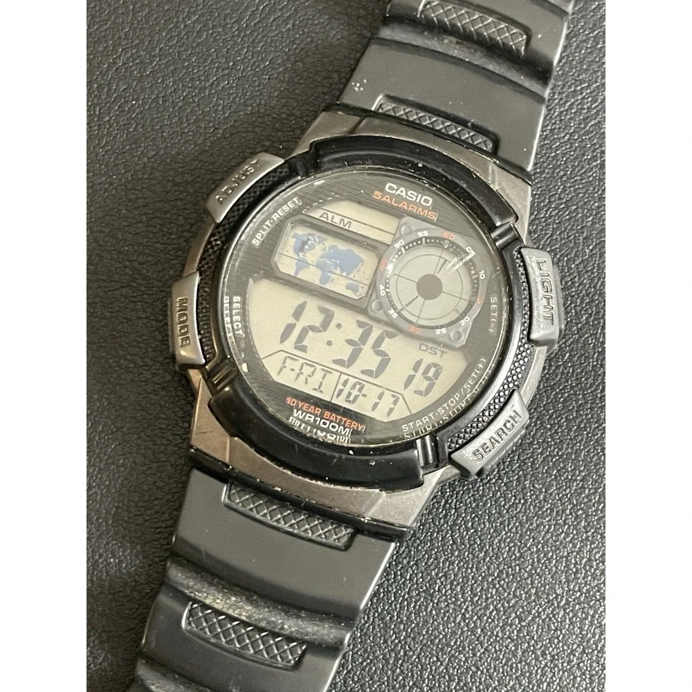 CASIO Illuminator Watch Mens 5 Alarm Digital 44mm AE1000W Day Date Sport Casual